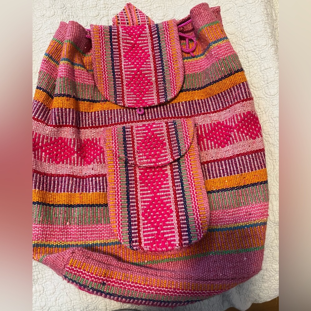 Drawstring Mexican backpack purse